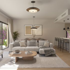 Amplio salón-comedor con vistas al jardín