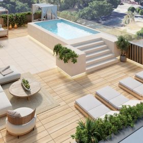 Exterior con piscina
